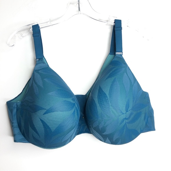 Cacique invisible lace back smoother teal full coverage underwire bra 42DD. C3 - Picture 5 of 11